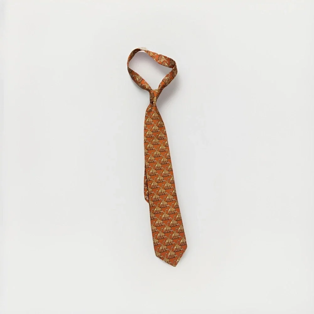 Vintage Bally 100% Silk Necktie Multicolor Geometric Giraffe Safari Made in USA